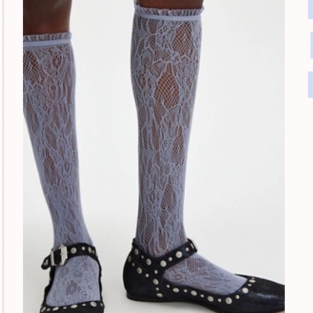 Free People lovers blue Lace Knee Socks